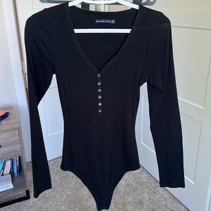 Black Henley bodysuit